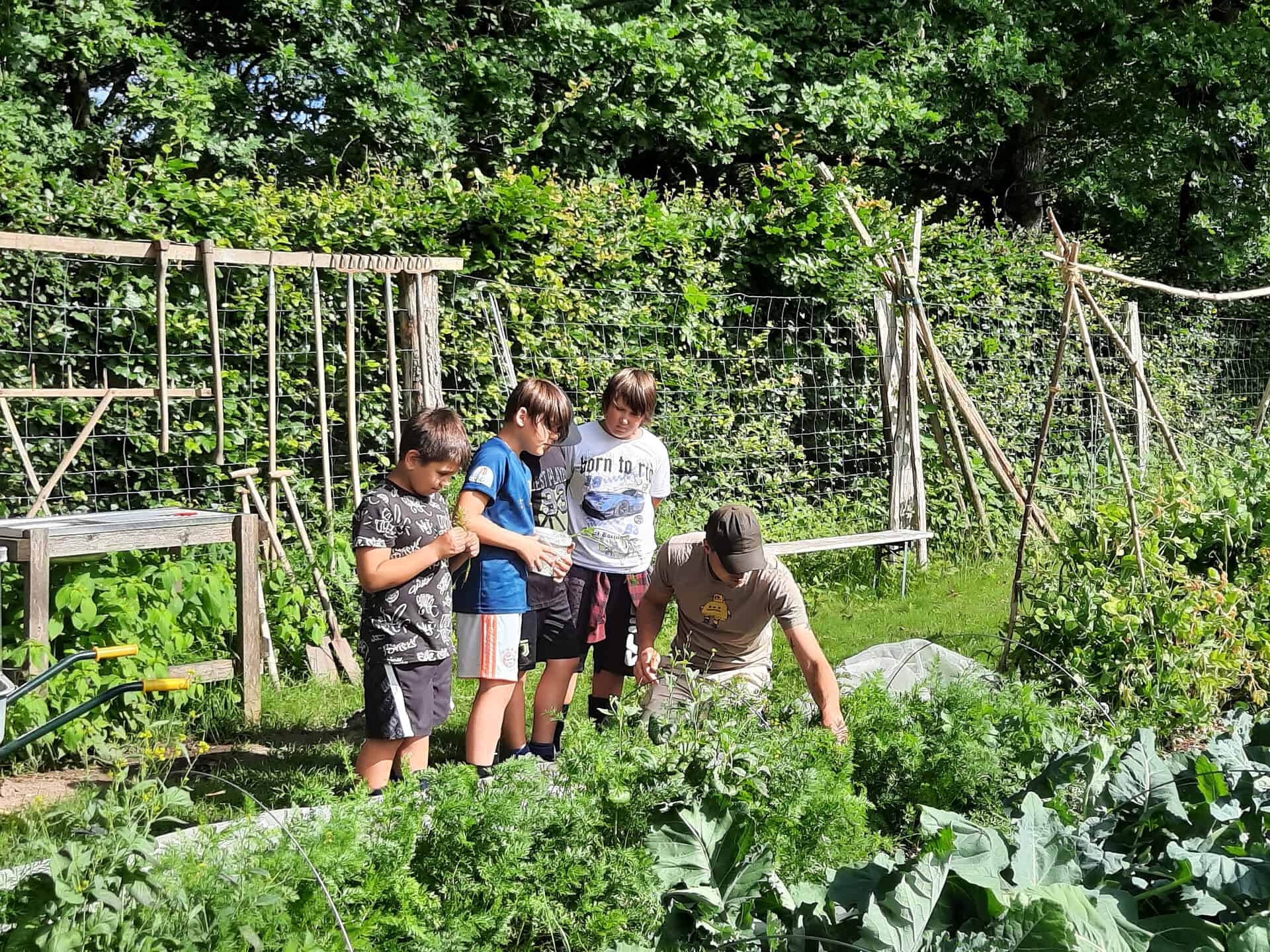 Gartenarbeit auf dem Schulbauernhof Hillmershof in Wilsede